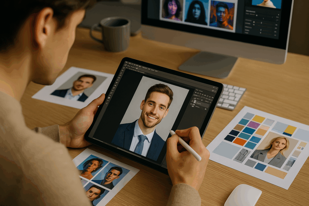 a designer generating AI avatars